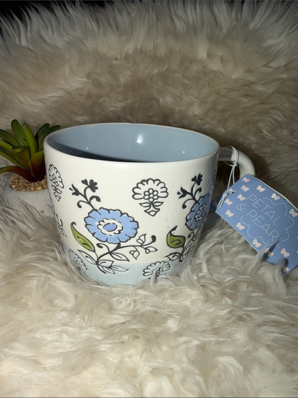 Petal & Pearl Handpainted Floral Ceramic Mug Cottagecore Oversized Coffee Cup